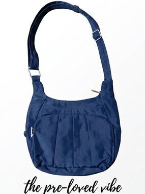 Travelon Anti theft Heritage Hobo Bag Navy Blue Purse/Travel bag